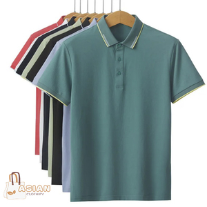 Vêtements d'été en coton pour polos avec logo OEM pour hommes, grande taille, couleur unie, manches courtes, tricotés - Product Image 1