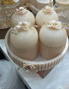 Pot en résine Travail manuel sur pot Snacks Plateau de service Forme Circulaire Pot en résine blanche Plateau de service pour la maison - Product Image 5