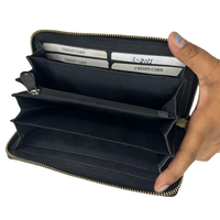 Dompet Pria Kulit Asli Klasik, Tahan Lama, Buatan Tangan, Lipat Dua dengan Penutup Terbuka, Anti RFID, Harga Grosir