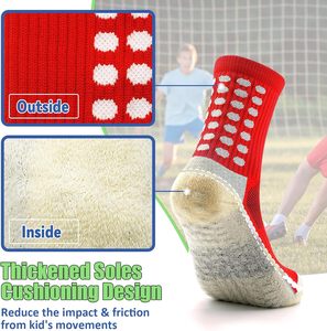 Calcetines de fútbol Grip 3 pares de jóvenes antideslizantes atléticos algodón acolchado en forma de fútbol puños Calcetines - Product Image 2