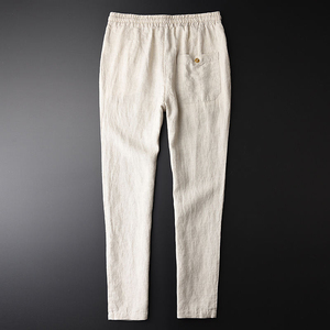 High Quality <b>Linen</b> <b>Trousers</b> Pants for <b>Men</b> and Comfortable Fit <b>Casual</b> Custom Logo Oversized Loose Elastic Waist <b>Linen</b> Pants - Product Image 6