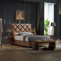 Ensemble de meubles de chambre à coucher italiens modernes en bois massif de luxe turc, taille king