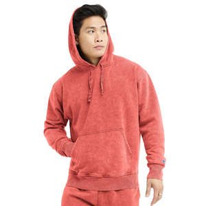 Sweat à capuche oversize vintage en molleton 100 % coton délavé à l'acide pour homme, coupe droite, longueur standard, saison hiver - Product Image 1