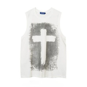 Summer Hip Hop Vests with Chain European and American Streetwear Vest <b>Men's</b> Washed Ripped Necklace <b>Sleeveless</b> <b>Tshirts</b> Tops - Product Image 2