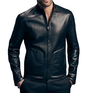 Men's Casual Leather <b>Jacket</b> Single Locomotive Collar Thin Short Stand Zipper Closure-<b>Cooling</b> Functional <b>jacket</b> for men - Product Image 6