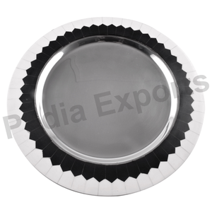 Assiette de Présentation Décorative en Acier Inoxydable Poli, Design Unique et Écologique, pour Mariages et Dîners Prestigieux - Product Image 1