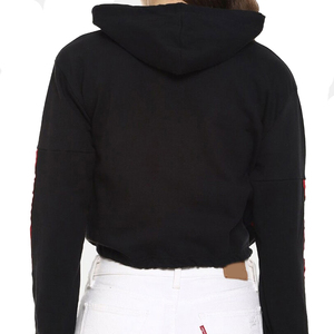 Premium Quality Customized Women's <b>Crop</b> <b>Top</b> Hoodie Solid Color <b>Turtleneck</b> Collar Windproof Breathable Eco-Friendly - Product Image 5