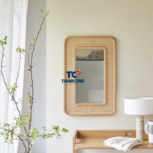 Miroir en rotin classique en gros, cadre artisanal circulaire, finition naturelle artisanale pour les pièces chaleureuses, fabriqué au Vietnam - Product Image 1