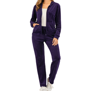 Wholesale <b>Velvet</b> Tracksuits for <b>Women</b> Casual Two Piece Sets Long Sleeve <b>Jacket</b> and Pants Set 2 piece set <b>Women</b> Velour - Product Image 1