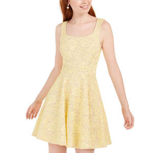 Abito Giallo in Georgette per Ragazze Speechless, Taglia 3 - Vestibilità Fluida, Svasato, Collo Quadrato, Naturale, per Feste Diurne, Articolo Singolo Traslucido - Product Image 1