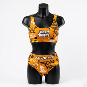 Conjunto de Bikini Premium para Mujer en Tejido de Poliéster y Spandex GSM con Tirantes Verdes y Logotipo Personalizado Bordado en 3D - Product Image 1