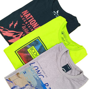 Camiseta estampada 100% para hombre, ajuste de secado rápido, transpirable, cuello redondo, patrón estampado sólido, técnicas de lavado teñidas de hilo corto - Product Image 3