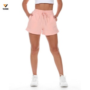Pantalones cortos de gimnasio de cintura alta de verano para mujer, nueva moda, estilo informal, transpirable, poliéster, Spandex, decoración de bolsillo, ajuste holgado, venta al por mayor - Product Image 1