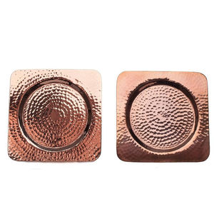 Ensemble de sous-verres en métal martelé or rose - Product Image 2