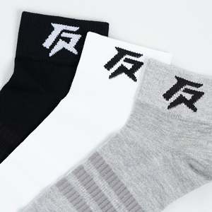 Logo personnalisable pour chaussettes de sport mi-mollet 3 paires, haute qualité, antimicrobiennes, respirantes, amorties, pour le cyclisme, motif Argyle - Product Image 3
