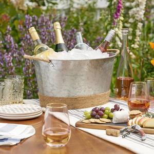 New Style Metal Galvanized Oval Ice <b>Bucket</b> with Handle Food Beer <b>Drink</b> Chiller for Events Parties Wedding wine Cooler - Product Image 4