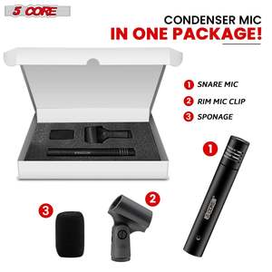 5Core Instrument <b>Microphone</b> Professional XLR Cardioid Pencil Stick <b>Condenser</b> Mic - Product Image 6