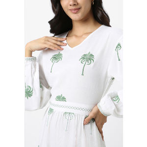 Vestido de mujer superventas OEM ODM manga larga estilo elegante vestido largo de mujer con bordado de fabricación al por mayor - Product Image 2