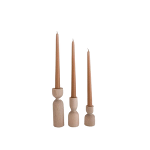 Ensemble de 3 bougeoirs coniques en bois de hêtre, support de bougie, décor rustique de maison, décor de Table fait à la main, décoration de maison primitaire - Product Image 1