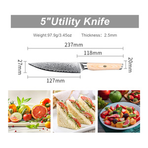 Vente en gros de commandes en gros personnalisées OEM ODM couteau ambidextre fait à la main portable léger en acier damas lavable au lave-vaisselle - Product Image 2