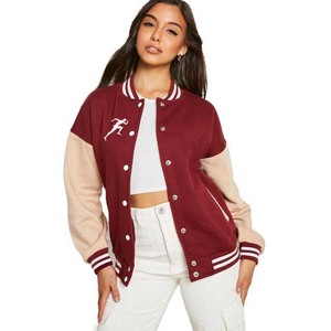 OEM vente en gros Baseball Letterman vestes vêtements pour femmes Baseball personnalisé respirant cuir laine avec bouton vestes d'université - Product Image 6
