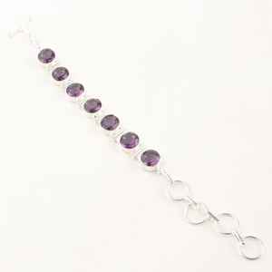 Elegante Brazalete de Tenis con Dijes de Plata de Ley y Amatista, Forma Redonda, Color Morado, Regalo de Aniversario para Mujer - Product Image 2