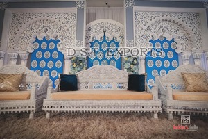 Vibrant Golden Theme Indian Wedding Stage Luxurious Stage <b>Decoration</b> for <b>Puberty</b> Ceremony Traditional Theme Voni <b>Function</b> Stage - Product Image 2