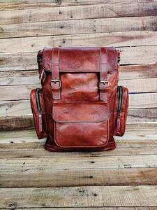 Sac à dos en cuir fait main Vintage grand sac à dos pour ordinateur portable personnalisé pour hommes femmes sac de sport pour voyage Trekking randonnée - Product Image 5