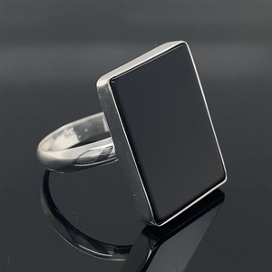 Natural Onyx 925 Sterling Silver Gemstone Ring Dainty Black Onyx Signet Ring Black Stone <b>Statement</b> Gift for Her - Product Image 3