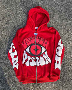 Haute qualité moussant imprimé Logo Polyester coton lourd épais polaire hiver pull bouffant imprimé à capuche - Product Image 5