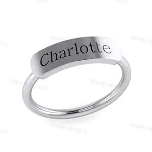 廉价工厂制造个性化定制女孩饰品最低价格印戒字母925纯银结婚戒指礼品