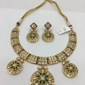 Art Gold Plated Antique Necklace Set Indian Traditional Jewellery For Womens And Girls