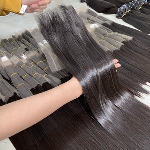 Venta al por mayor 100% extensiones de cabello humano virgen estilo recto encaje suizo cinta de cierre frontal en paquete - Product Image 3