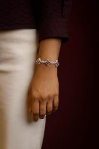 Pulsera de Plata de Ley 925 con Cadena Ajustable y Corte Marquesa, con Diamantes de Moissanita, Motivo Floral, un Regalo Impresionante para Mujer - Product Image 2