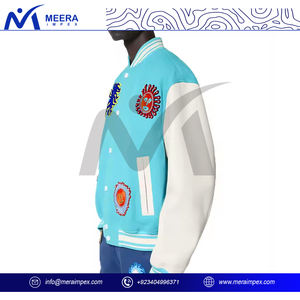 Veste universitaire personnalisée pour hommes, uniforme d'équipe scolaire avec corps en laine, manches en cuir, fermeture à pression, manteau de style universitaire pour événement sportif - Product Image 4