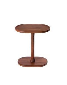 Table téléphonique en teck délicate et gracieuse Table à thé chinoise ovale avec 3 tiroirs pour table basse en bois de chevet de salon - Product Image 1