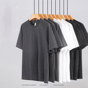 Camiseta de algodón con logotipo personalizado para hombre, cuello redondo, suave, lisa, cómoda, transpirable, informal, para actividades diarias de gimnasio al aire libre, camiseta para hombre - Product Image 3