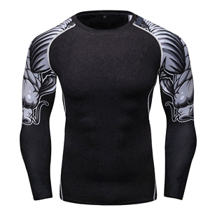 Wholesale Men's Long Sleeve Fitness Rash Guard Customized Sublimated Print Made of Spandex Low Price - Product Image 4