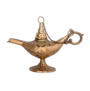 Lámpara clásica de Aladino Genie Light Arabian Craft Metal Halloween Home Decor Gold Blue 1 Piece Genie Lamp - Product Image 4