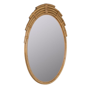 Miroir mural en rotin de style moderne Miroir de forme unique pour l'intérieur Miroir mural décoratif de couleur naturelle avec bordure florale - Product Image 6