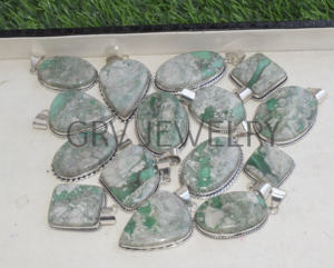 Colliers ethniques faits à la main en argent Sterling 925 avec pendentif fin en pierre précieuse Variscite naturelle, bijoux d'anniversaire de fiançailles-GRV - Product Image 6