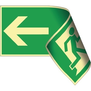 Señal de Salida de Emergencia BGV A8 de Doble Cara, Plástico, 297x148 mm, Ruta de Escape Izquierda/Derecha - Product Image 1