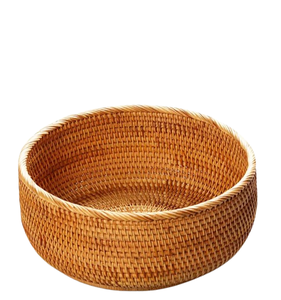 Panier en rotin organisateur de stockage tissé à la main rond conteneurs de stockage des aliments Boho bols décoratifs paniers de fruits pour la cuisine - Product Image 4