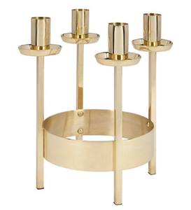 เชิงเทียนทองเหลืองทรงกลมขนาดเล็กที่มีแขนสี่ข้างอุปกรณ์สำหรับโบสถ์ - Product Image 5