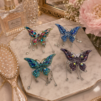 Pendentif Papillon Perlé de Luxe pour l'Industrie Lourde, Breloque Baguette en Cristal Faite à la Main, Breloque de Sac Pavée de Diamants, Kit de Bijoux DIY, Vente en Gros