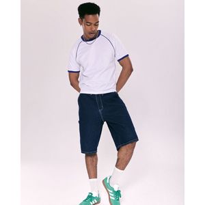 เสื้อยืดคอวีทรงเรโทร ตัดต่อสีสันแบบคอนทราสต์ ผ้าถักเนื้อแน่น 280gsm - Product Image 6