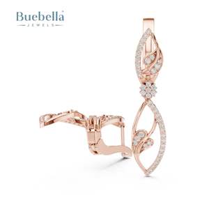 Boucles d'oreilles à la mode en argent sterling 925 avec diamants ronds Boucles d'oreilles en diamant avec pierres précieuses à la mode - Product Image 2