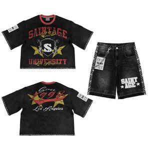 Camiseta sin mangas con diseño personalizado y logotipo para hombre, ropa de calle de algodón 100% recortada de gran tamaño con estampado personalizado Vintage para hombre - Product Image 6