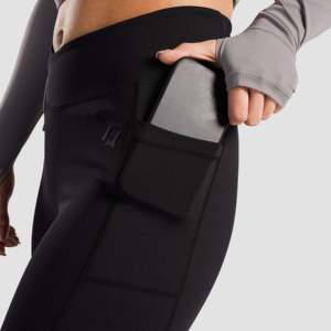 Leggings décontractés sans couture en spandex et nylon, taille haute, noirs, avec motif, taille XL et 3XL, pour la saison hivernale, modèle Glide 2.0 - Product Image 6