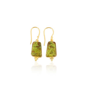 Pendientes de Moda con Baño de Oro Amarillo y Ópalo Verde, Estilo Boho, Joyería Popular al por Mayor - Product Image 1